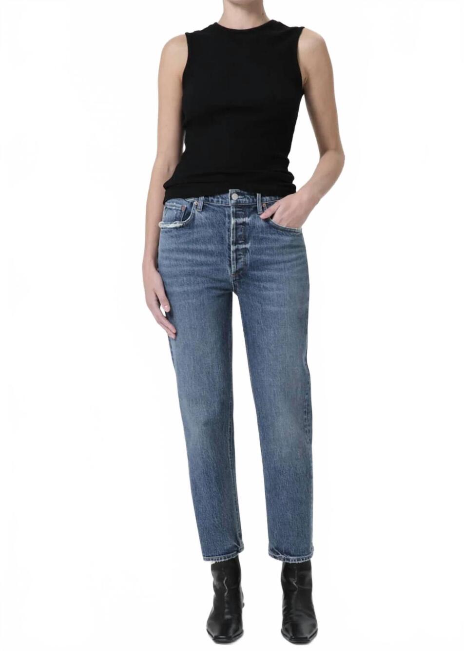 NEW AGOLDE riley crop pants in moor